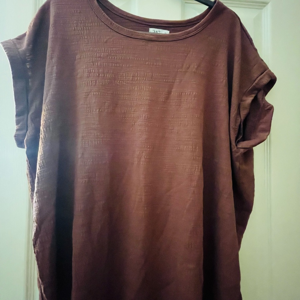 Maurices Chocolate Brown Textured Blouse
